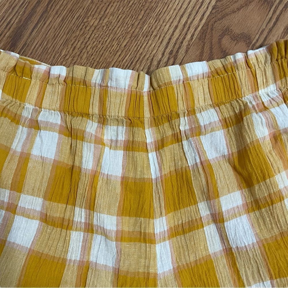 MNG by Mango High Waisted Cotton Yellow Plaid Shorts Sz-L NWT! - Picture 3 of 12